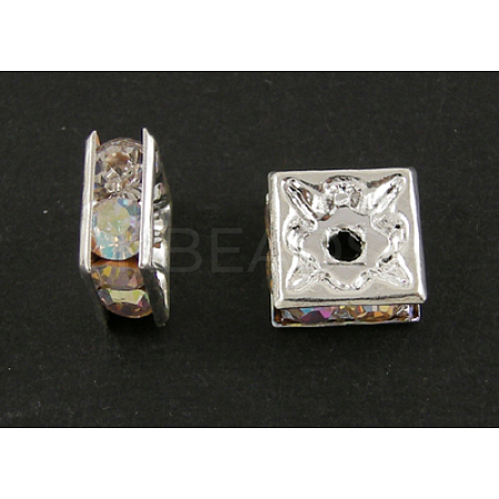 Brass Rhinestone Spacer Beads RSB074NF-02S-1