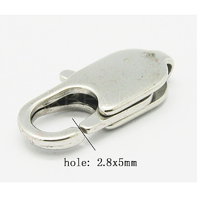 Tarnish Resistant 304 Stainless Steel Lobster Claw Clasps STAS-Q046-3-1
