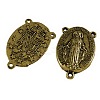 Holy Oval Carved Virgin Mary Tibetan Style Alloy Chandelier Component Links TIBEP-LF0961YKG-AG-LF-1