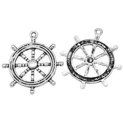 Tibetan Style Rudder Helm Alloy Pendants TIBEB-A101628-AS-FF-1