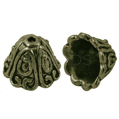 Tibetan Style Alloy Bead Caps TIBEB-EA9700YKG-AB-FF-1
