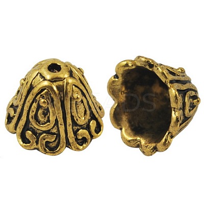 Tibetan Style Alloy Bead Caps TIBEB-EA9700YKG-AG-FF-1