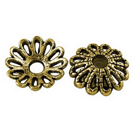Tibetan Style Fancy Bead Caps TIBE-LF1413YKG-AG-FF-1