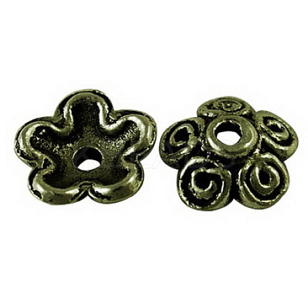Tibetan Style Alloy Bead Caps TIBEB-LF0202YKG-AB-LF-1
