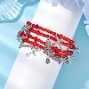 Red Glass Multi-Strand Beaded Bracelets BJEW-JB10709-2