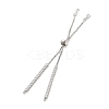 Brass Pave Clear Cubic Zirconia Square Slider Bracelet Making BJEW-U005-02P-2