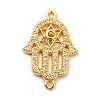 Eco-Friendly Rack Plating Brass Micro Pave Clear Cubic Zirconia Connector Charms KK-F847-05G-1