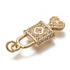 Brass Micro Pave Clear Cubic Zirconia Pendants ZIRC-C020-15G-3