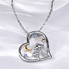 Brass Blue Cubic Zirconia Mushroom Heart Pendant Necklaces for Women LS-NJEW-C067-01P-1