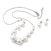 Round Plastic Imitation Pearl
Stud Earrings & Necklaces Sets SJEW-Q001-01P-2