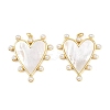 Brass Pave Natural White Shell Pendants KK-S526-65G-1