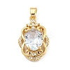 Brass Micro Pave Clear Cubic Zirconia Pendants X-KK-P263-26KCG-03-1