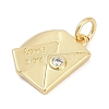 Brass Micro Pave Clear Cubic Zirconia Charms KK-G522-31G-2