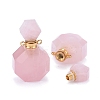 Faceted Natural Rose Quartz Openable Perfume Bottle Pendants G-I287-06G-B-2