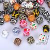 Colorful Pattern Printed Silicone Beads SI-JX0022A-17-2