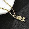 Brass Micro Pave Clear Cubic Zirconia Flower Pendant Necklaces for Women NJEW-A039-01B-G-3