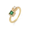Brass Micro Pave Cubic Zirconia Cuff Rings RJEW-S400-17C-G-4