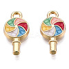 Golden Plated Alloy Enamel Pendants X-ENAM-T009-99-RS-2