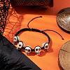 Synthetic Magnesite Skull Braided Bead Bracelets BJEW-JB10523-2