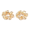 Twisted Brass Micro Pave Clear Cubic Zirconia European Beads KK-C142-02LG-1