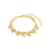 Leaf Alloy Rhinestone Link Bracelets for Women WGBDB93-01-2