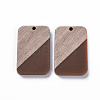 Opaque Resin & Walnut Wood Pendants RESI-T035-38G-2