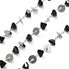 Handmade Brass & Glass Bead Flat Round Chains CHC-L051-05P-1