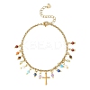 Natural Mixed Gemstone & 304 Stainless Steel Beads Charm Bracelets BJEW-JB12870-2