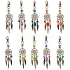 Synthetic Turquoise Starfish Turtle & Alloy Woven Net/Web with Feather Pendant Decorations HJEW-JM03126-2