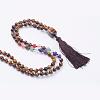 Natural Tiger Eye Tassel Pendant Necklaces NJEW-P193-A07-2