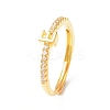Clear Cubic Zirconia Initial Letter Adjustable Ring RJEW-C052-01G-E-1