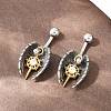 316 Stainless Steel Pave Clear Cubic Zirconia Curved Barbell Dangle Belly Rings AJEW-C044-02-3