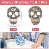 8Pcs 4 Colors Skull Hotfix Rhinestone (Hot Melt Adhesive On The Back) DIY-FH0007-53-2