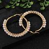 Beaded Hoop Earrings X-EJEW-JE03830-03-1