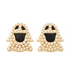 Brass ABS Imitation Pearl Stud Earrings EJEW-B132-02G-4