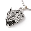 Alloy Wolf Pendant Necklace with 201 Stainless Steel Box Chains LS-NJEW-E016-06AS-1