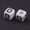 White Letter D Cube Acrylic Beads X-PL37C9308-D-2