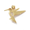 Bird Brass Micro Pave Clear Cubic Zirconia Pendants KK-G419-28G-3