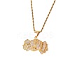 Brass Pave Clear Cubic Zirconia Dollar Pendant Necklaces for Men DC8712-5