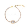 Elegant European Stainless Steel Pave Clear Cubic Zirconia Link Bracelets for Women PD8073-6-1