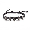 Skull Alloy Braided Bead Bracelet BJEW-JB07861-01-1