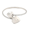 Rack Plating Brass Pave Clear Cubic Zirconia Heart Open Cuff Rings for Women BJEW-B110-04A-P-2