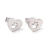 Tarnish Resistant 304 Stainless Steel Heart with Dog Paw Print Stud Earrings for Women EJEW-G328-02P-1