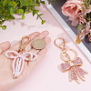 2Pcs 2 Styles Bowknot Alloy Enamel & Plastic Imitation Pearl Pendant Decoration HJEW-PH0001-94-3