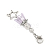 Flower ABS Plastic Pearl & Alloy Star Pendant Decorations HJEW-JM03132-5