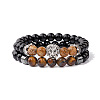 Natural Picture Jasper & Tiger Eye & Obsidian & Synthetic Hematite Stretch Bead Stretch Bracelets LS-IO9425-1-1