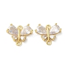 Brass Pave Clear Cubic Zirconia Connector Charms KK-F872-24G-1