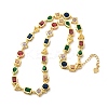 Brass Pave Colorful Cubic Zirconia Geometric Link Chain Necklaces NJEW-P337-01G-4