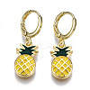 Brass Enamel Huggie Hoop Earrings EJEW-T014-24G-NF-1