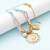 304 Stainless Steel Flower Cowboy Hat Pendant Polyester Cord Necklaces NJEW-C105-02G-1